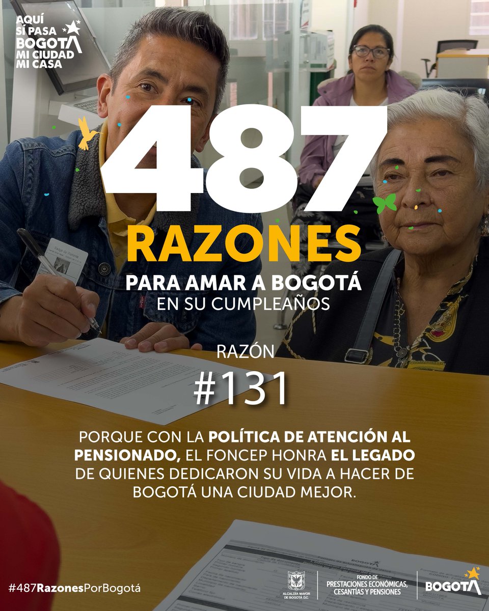 Bogotá celebra 487 años y cada historia de quienes la construyeron con amor es una razón para festejarla. Hoy, el legado sigue vivo con el acompañamiento del FONCEP.
#487RazonesPorBogotá 💛❤️