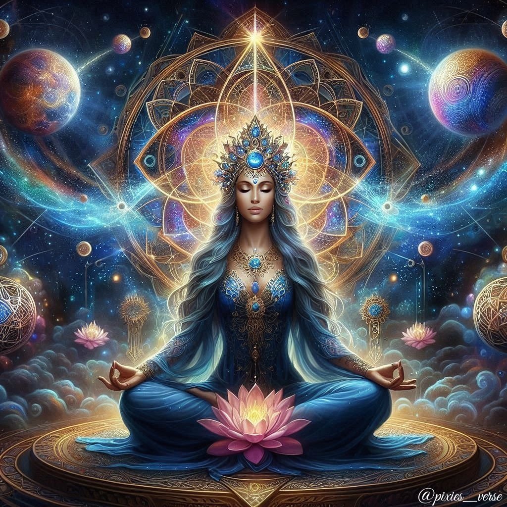 pixies_verse's tweet image. ✨🧘‍♀️🌌 Lotus Ascension 💫💙— Stillness Within the Sacred Stars 🌟🪷✨

#DivineFeminine #CosmicMeditation #SacredGeometryArt #BlueGownBeauty #LuminousOrbs #MysticSymbols #CelestialVibes #InnerLight #SpiritualAwakening #EnergyArt #HigherConsciousness #MeditativeArt #PixiesVerseArt