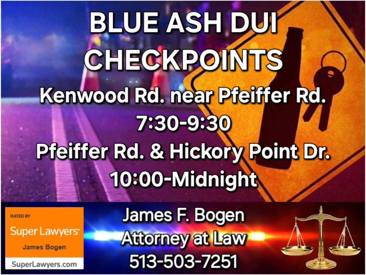 attorneybogen's tweet photo. Expect extra patrols near these checkpoints. Stay safe!
🚨513-503-7251🚨
https://t.co/vdN8WDLSUj
#KnowYourRights #KnowYourLimit #DUICheckpoint #DUI #OVI #DUIdefense #OVIdefense #DUILawyer #OVILawyer #DUIattorney #OVIattorney #CriminalDefense #Cincinnati #TriState https://t.co/Z0S3Pj4a1g