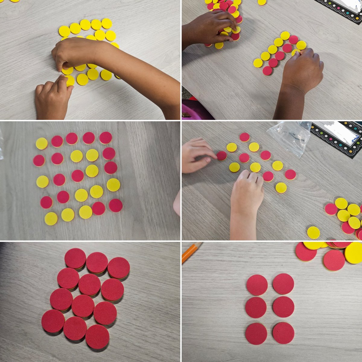 STREAMTeacher1's tweet photo. Hands-on learning is always the best way to start a successful year in mathematics! Check out these amazing arrays my students were able to make to match their multiplication equations. https://t.co/mLm9YBkVhz