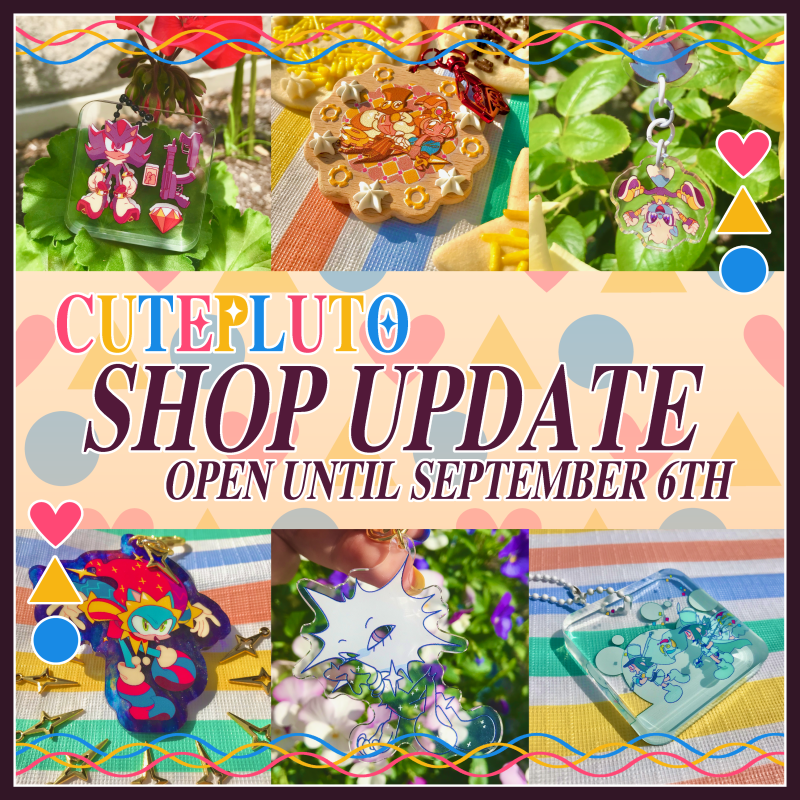 overlordpluto's tweet image. ♥ sonic ▲ magical girls ● in stars and time ♥ dungeon meshi ▲ milgram ● cookie run ♥

huge shop update!!! plenty of new things to peruse :) will be open until september 6th. use code "lotsofheart" at checkout on orders over 100$CAD

cutepluto.bigcartel.com ♥▲●