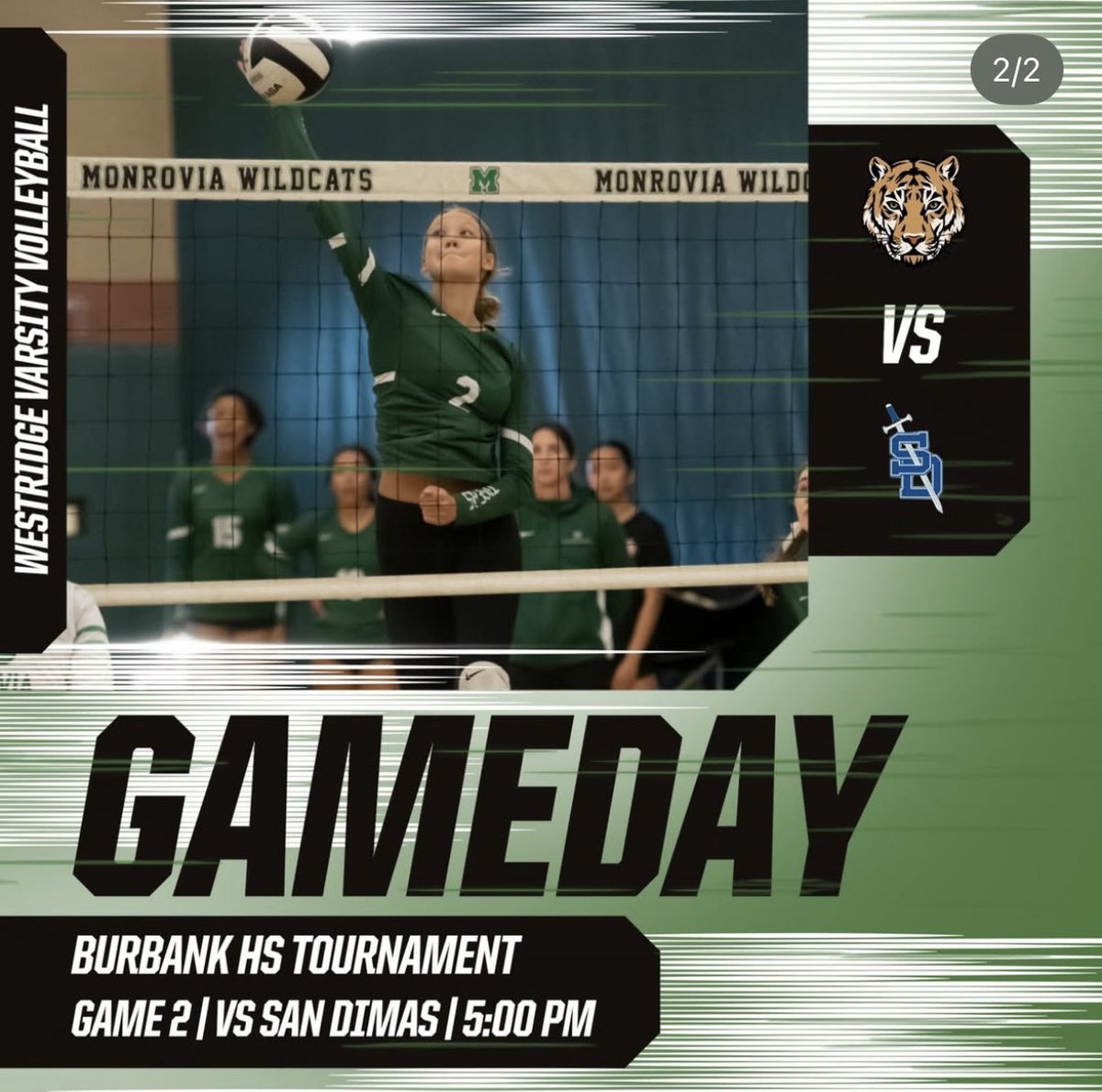 GAMEDAY 🏐

Varsity Volleyball opens their season today with a double-header in the Burbank High School tournament. Tigers will play Saugus in game 1 followed by San Dimas in game 2. All games hosted at Burbank HS. Go Tigers! 🐅

#WeAreWestridge | #GoTigers