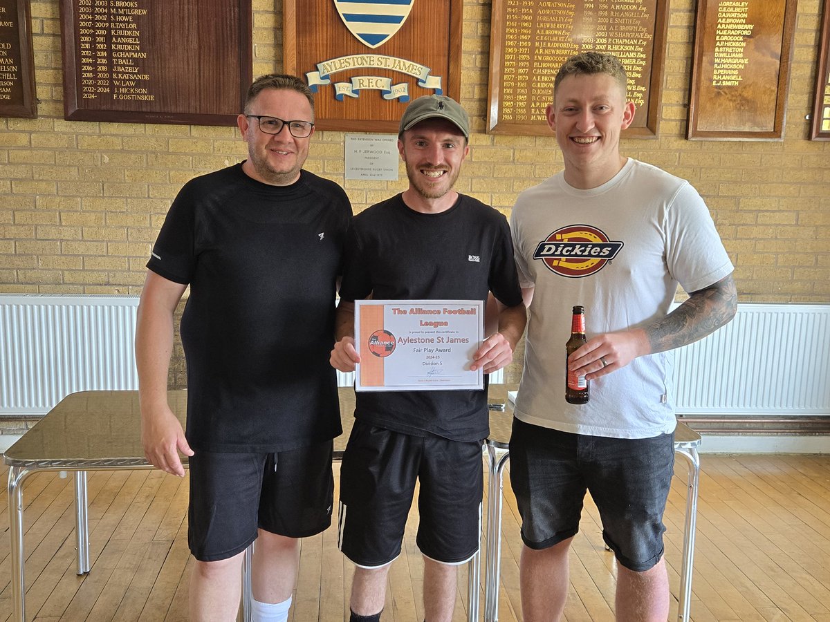 Our final award is the fair play award from the <a href="/allianceleague1/">Alliance Football League</a>. Collected here by our most booked player last year Jack Loach