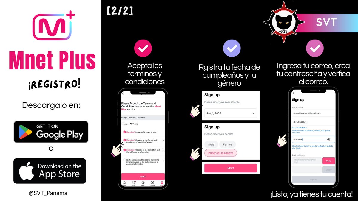 SVT_Panama's tweet photo. [🗳] MNET PLUS

¡STAY! Te proporcionamos la guía básica para descargar Mnet Plus.

‼️Esta app solo te permite una cuenta por dispositivo y no requiere recolectar puntos diarios.
Las votaciones son online y durante el tiempo que se de el comeback. https://t.co/zJbmXbrAhx