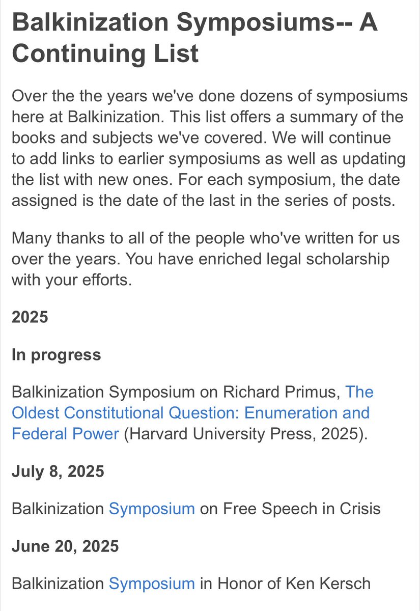 robertltsai's tweet image. List of all the great book symposiums hosted by Balkinization over the years. balkin.blogspot.com/2024/08/balkin…