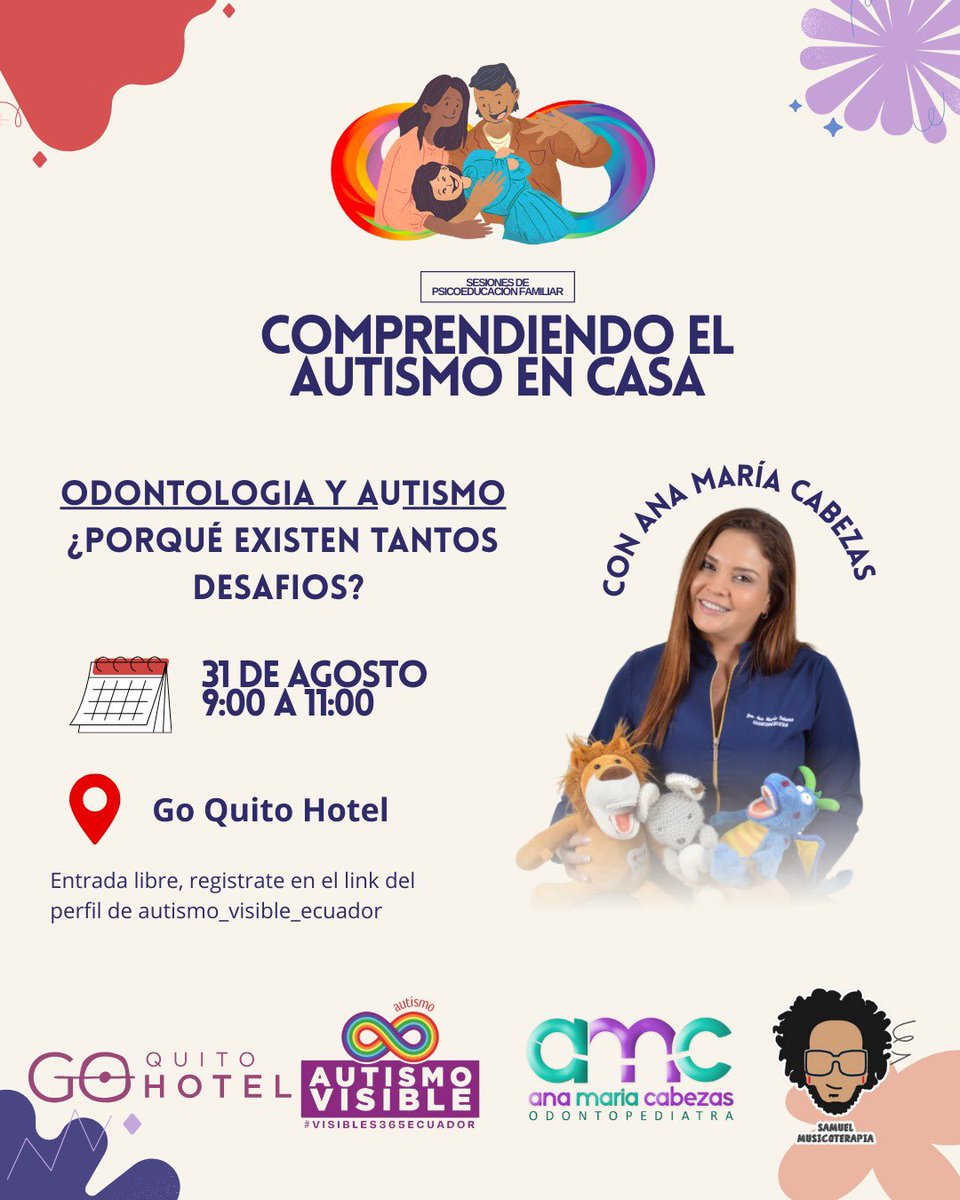 📍Autismo: se viene la nueva entrega de “Comprendiendo el autismo en casa”. Esta vez nos acompañará Anama, odontóloga especialista en el abordaje de NNA autistas y nos hablará de los desafíos odontológicos. Es un espacio gratuito. #AutismoVisibleEcuador
