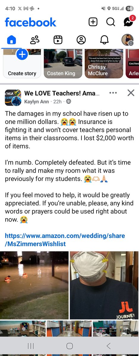 Mrs. Zimmers school went underwater in flooding. Teachers lost essentially all of their belongings and are starting from scratch. 

If anyone can help her out with some supplies, I am sure she would greatly appreciate it! 
#ClearTheLists2025
#clearthelist
#supportteachers