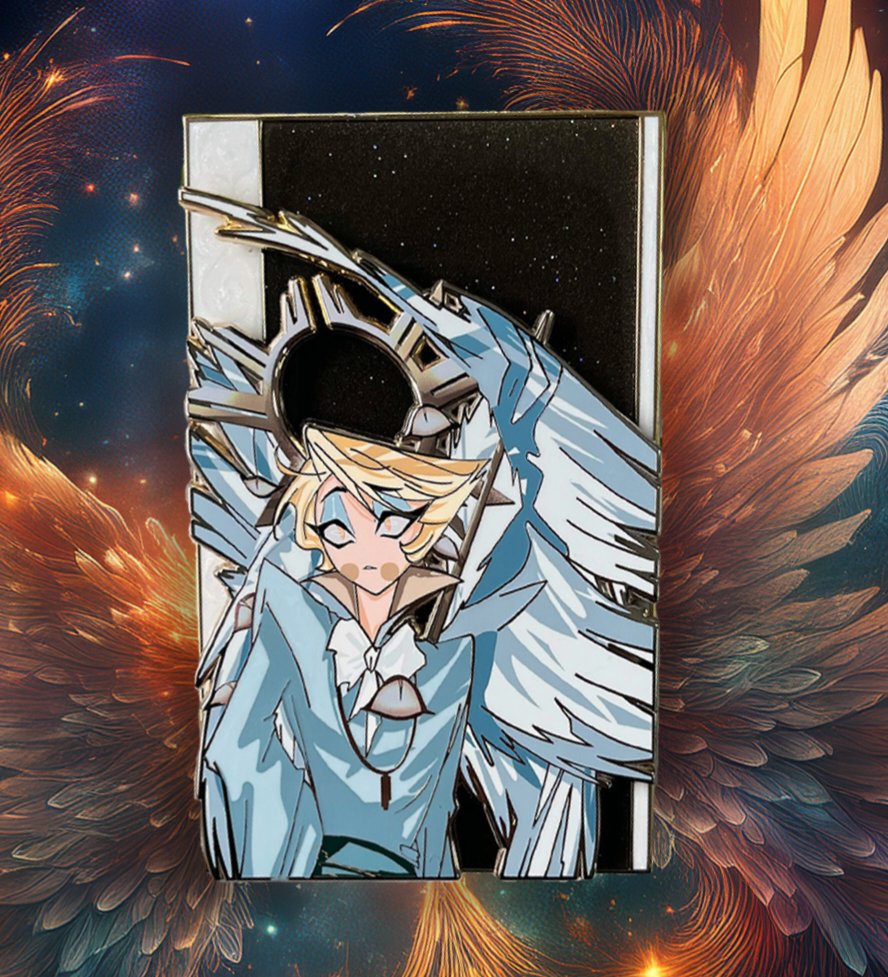 🌟 IN HANDS: Beautiful Luci 
✨️ In-hand drop: August 16, 2025
✨️ In-hand price: $55 (Topper), $110 (POP)

#HazbinHotel #HazbinHotelLucifer #luciferpin #hazbinluci #animepin