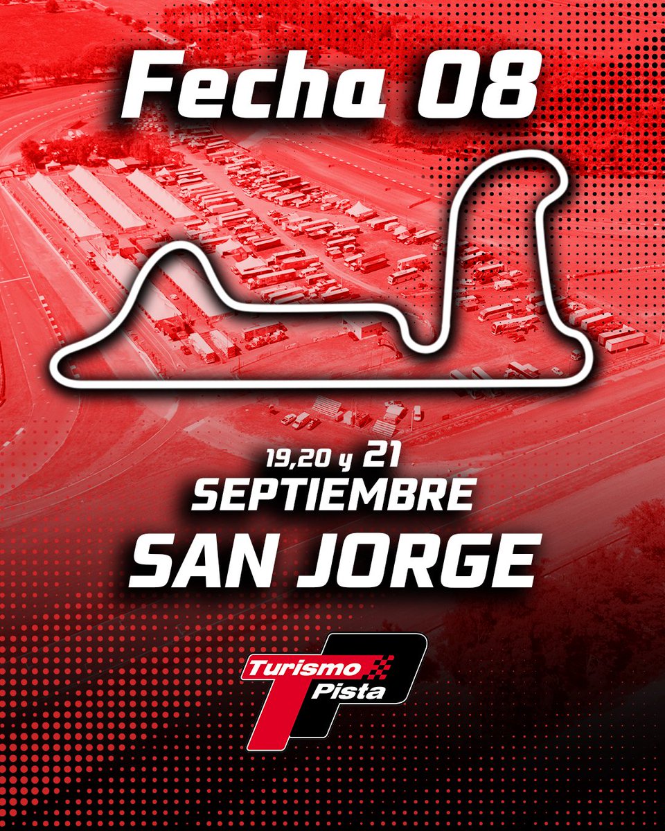 🏁 San Jorge recibirá la octava fecha del #TurismoPista.

🗓️ 19, 20 y 21 de Septiembre.

#TPenSanJorge.