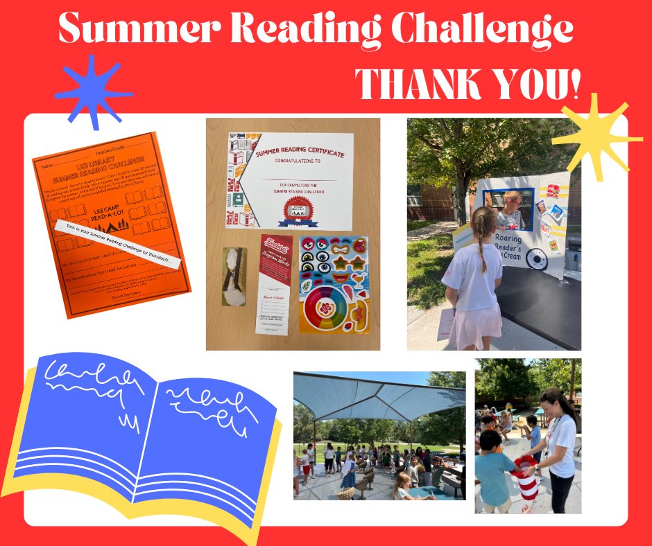 We’re celebrating a successful Summer Reading Challenge at Lakewood—123 reading logs turned in! 🙌
Thank you to our incredible donors who made the magic happen. 📚🍦💙
#LakewoodReads #CommunitySupport #ThankYou <a href="/bvlibraries/">BV LibraryMedia</a> <a href="/bvschools/">Blue Valley Schools</a>