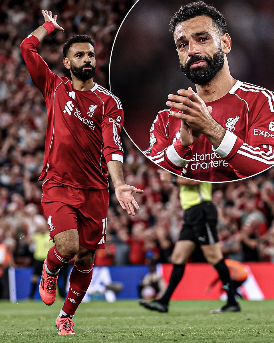 ESPNUK's tweet photo. Mohamed Salah hit one of Diogo Jota’s celebrations after scoring Liverpool’s late fourth against Bournemouth, then was overcome with emotion at the final whistle 🥹❤️ https://t.co/ov4OUeZ38m