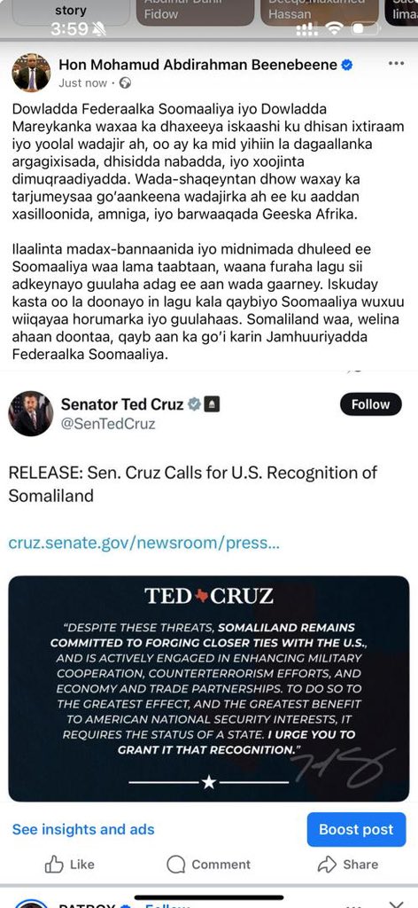 This is a testament to the whole world, notably Africa policymakers of the United States, that the failed state of Somalia is under the prey of pathetic people who would dare to come in public to respond to seasoned &amp; senior (geo)political player in (vernacular) Somali language.