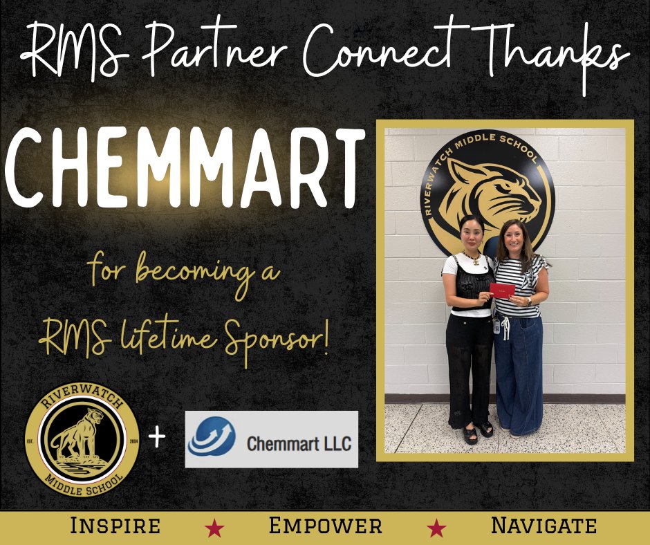 RiverwatchMS's tweet photo. Partner Connect sponsors help us inspire, empower, and connect. We want to say thank you to our newest lifetime sponsor: Chemmart! We wanted to begin with a sincere THANK YOU for their support. 

Interested in becoming a Partner Connect with RMS? Reach out to Mary Beth Jager? https://t.co/WF10ovXHpn