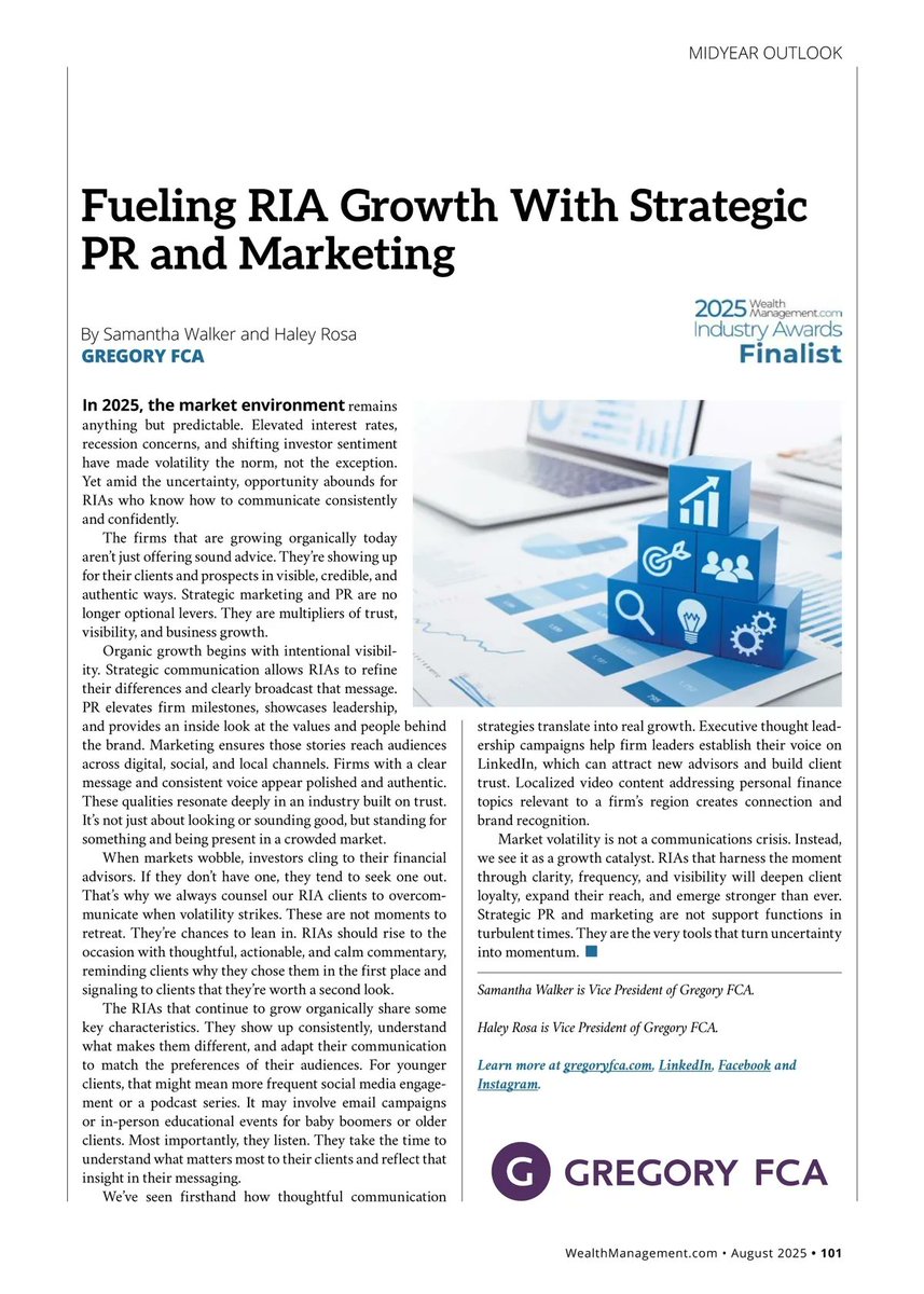 Gregory FCA (@gregoryfca) on Twitter photo In 2025’s unpredictable market, volatility has become the norm — but so has opportunity for RIAs who communicate with clarity and consistency. In <a href="/wealth_mgmt/">WealthManagement.com</a>’s #MidyearOutlook, VPs Samantha Walker and Haley Rosa share how #RIAs can turn turbulent conditions into growth moments In 2025’s unpredictable market, volatility has become the norm — but so has opportunity for RIAs who communicate with clarity and consistency. In <a href="/wealth_mgmt/">WealthManagement.com</a>’s #MidyearOutlook, VPs Samantha Walker and Haley Rosa share how #RIAs can turn turbulent conditions into growth moments