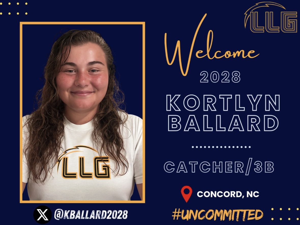 Lady Lightning Gold - McCauley (@llgmccauley) on Twitter photo We are excited to announce the addition of 2028 Kortlyn Ballard (Catcher/3B) to our team! ππ <a href="/kballard2028/">Kortlyn Ballard</a>
β’
β’
Hi my name is Kortlyn Ballard (2028) I am Catcher and utility player. Iβm an all honors student, I hope to get a degree in special education and become a RBT. I We are excited to announce the addition of 2028 Kortlyn Ballard (Catcher/3B) to our team! ππ <a href="/kballard2028/">Kortlyn Ballard</a>
β’
β’
Hi my name is Kortlyn Ballard (2028) I am Catcher and utility player. Iβm an all honors student, I hope to get a degree in special education and become a RBT. I