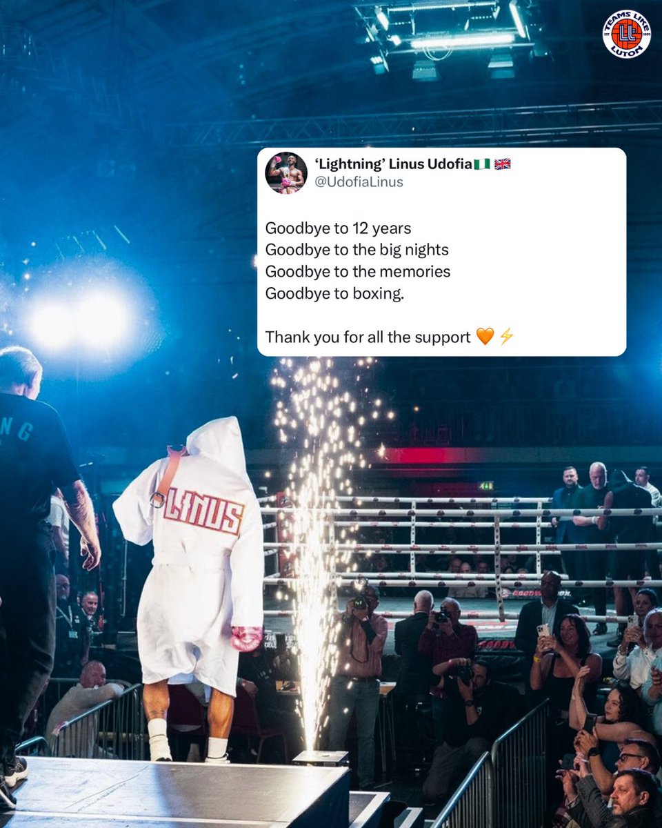 🟠 Linus Udofia Retires 🟠

Today, ‘Lightning’ Linus Udofia retired 🥊

Two-time English middleweight champion, a true Luton legend. Just a lad from Luton who made his mark on the boxing world. Wishing you all the best in your next chapter 👊🧡

#teamslikeluton #ladfromluton