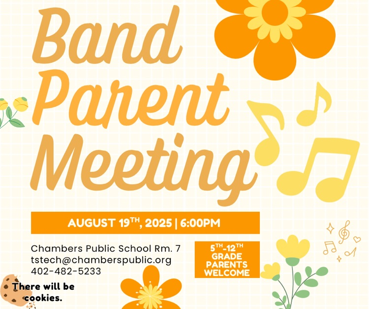 CwcChambers's tweet photo. All 5-12 band parents are welcome to come learn about the program and our needs for the future! https://t.co/BWVeANnFiv
