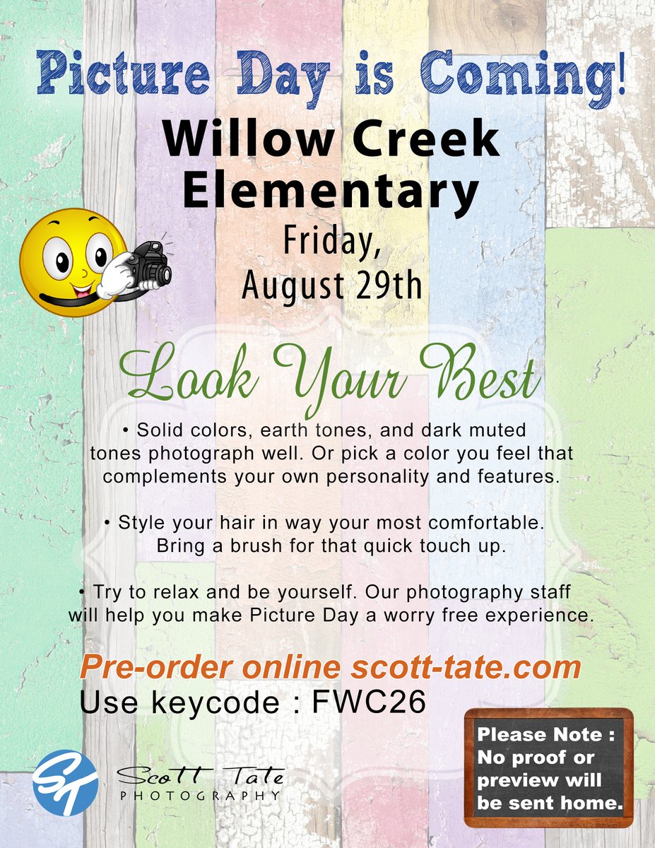 Scott Tate Photography (@scotttatephoto) on Twitter photo Hey Willowcreek!- Picture Day is FRIDAY! Be ready with these tips from scott-tate.com to help make your pictures awesome! Pre-order using your school's code.
<a href="/HumbleISD/">Humble ISD</a> <a href="/HumbleISD_WCE/">Willow Creek Elem</a>
#schoolpictures #lookingood #smilebig #STPhoto Hey Willowcreek!- Picture Day is FRIDAY! Be ready with these tips from scott-tate.com to help make your pictures awesome! Pre-order using your school's code.
<a href="/HumbleISD/">Humble ISD</a> <a href="/HumbleISD_WCE/">Willow Creek Elem</a>
#schoolpictures #lookingood #smilebig #STPhoto