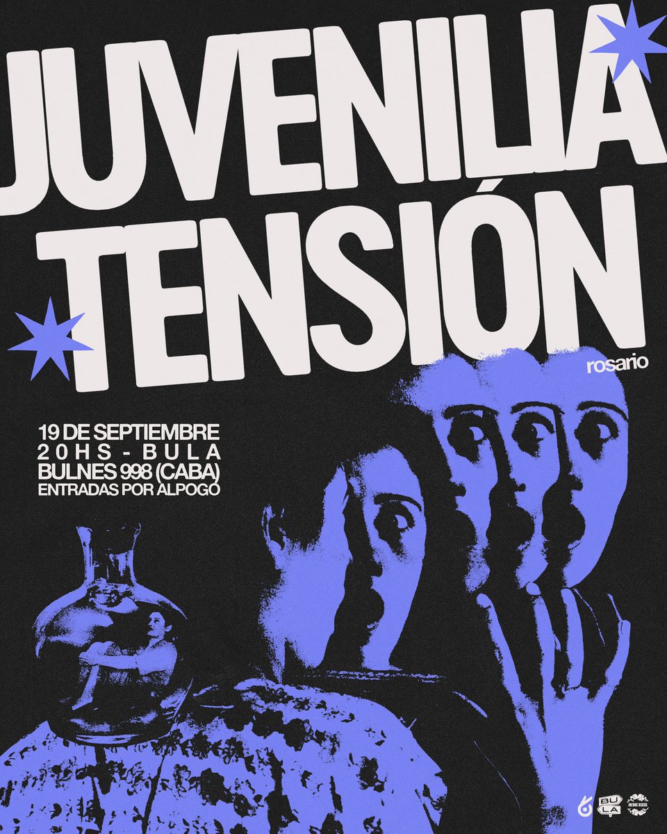 Tensión estará presentando en CABA su décima obra: Nuevo movimiento. Siete canciones nacidas de la fascinación y el espanto que produce el mundo moderno. En esta ocasión lxs acompañará <a href="/juvenilia___/">Juvenilia</a> 
19/9 CC BULA alpogo.com/evento/juvenil…