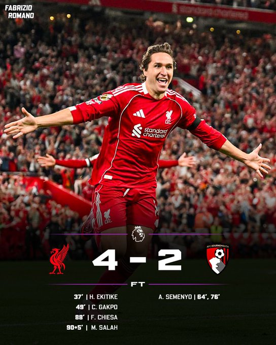 oltsport_'s tweet photo. Absolute drama in the opening day match between Liverpool and Bournemouth

Hugo Ekitike cancels 007 agenda
Semenyo strikes back at racism
Wirtz👀

All highlights and goals

A THREAD🧵🧵🧵BY @hustle_hard10 https://t.co/s2QHpR5TkU