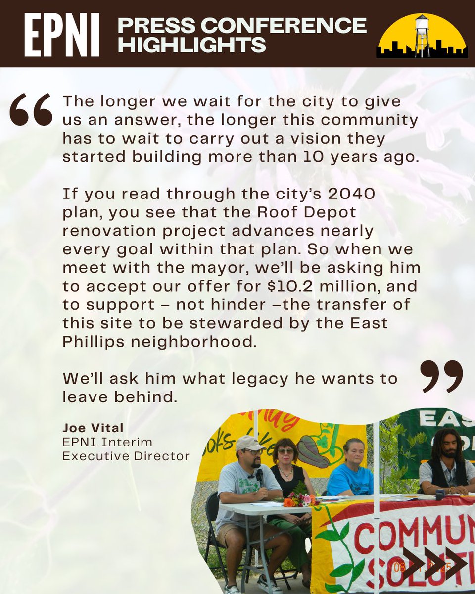epni_urbanfarm's tweet photo. This project was and will continue to be shaped by our neighbor’s needs. It also advances countless city initiatives, from urban ag to small business support.

Join us 8/16 to hear more about the partners, grants and challenges relating to the purchase of the Roof Depot site! https://t.co/z5wZGMQ1zq
