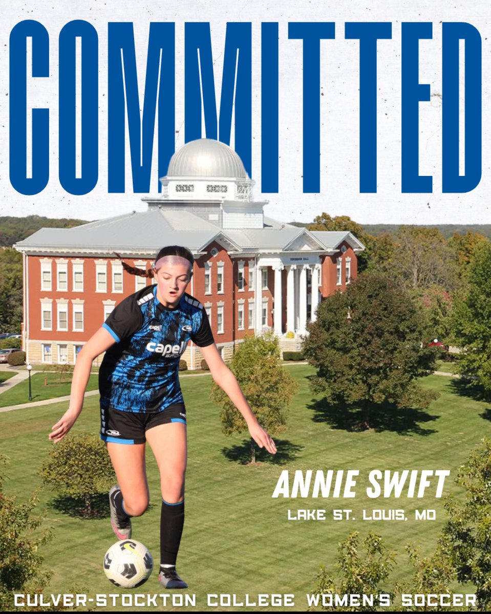 annieswift26's tweet photo. I’m so excited to announce my commitment to Culver Stockton to continue my academic and soccer career. Thank you to all my coaches who have helped me along the way and those who always believed in me! 
@CSCwomensoccer @GirlsSoccerLHS @MoRushSoccer https://t.co/3vR1A1T6nV