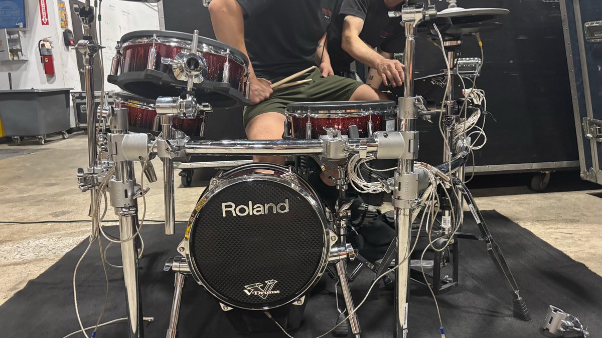 Drum and percussion specialists Brandon Wong and John DeSalvo are making sure our Roland V-Drum set is road-ready!  #backline #drums #percussions #renatls #roland #vdrums @roland_official #nyc #nj #ashevillenc @blvdpro @boulevard_carroll_inc
