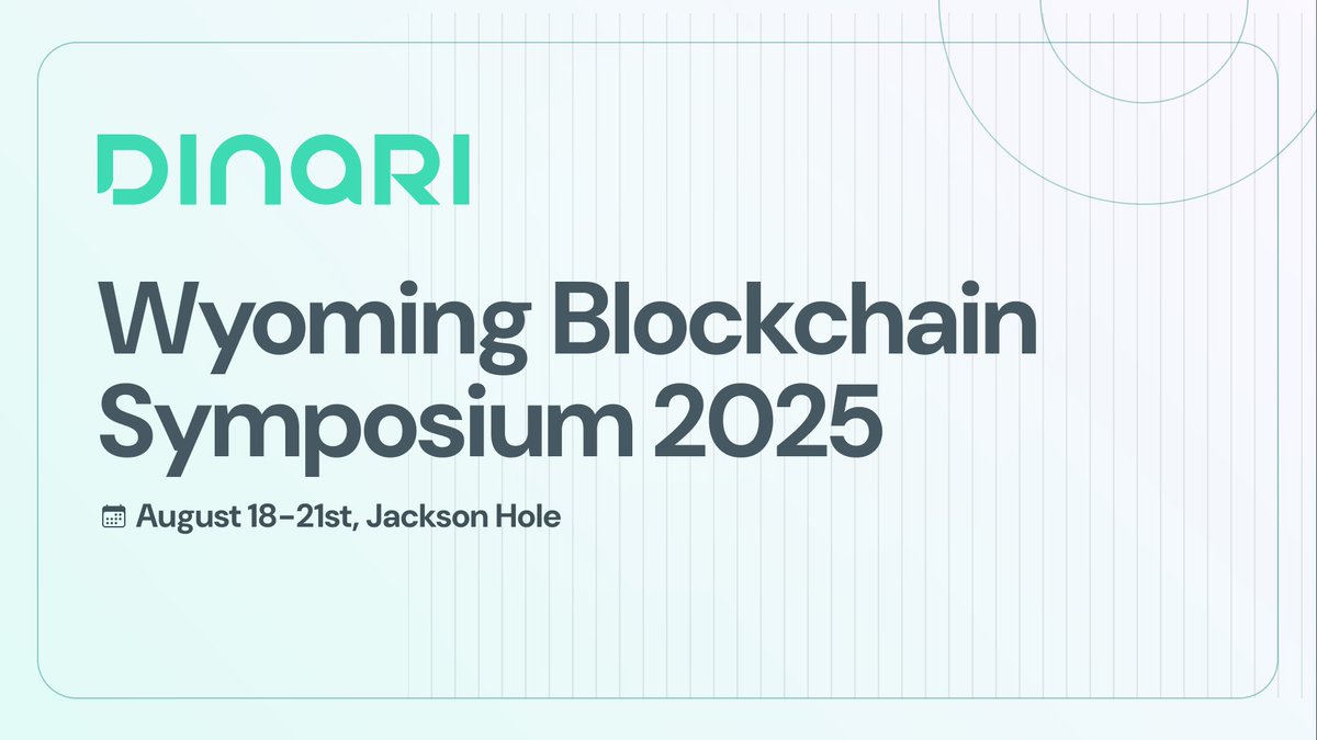 DinariGlobal's tweet photo. Got plans next week?

Dinari CEO @GabeOtte will be in Jackson Hole for the Wyoming Blockchain Symposium 2025, hosted by @SALTConference

Catch him August 18–21 to learn how Dinari is building the infrastructure for tokenized equities https://t.co/DQMBe23m7y