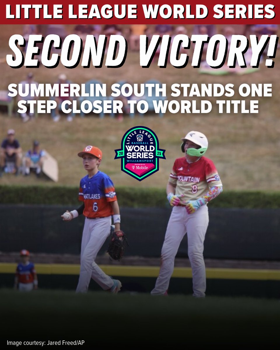 KTNV's tweet photo. ONE STEP CLOSER  🙌 The Summerlin South All Stars are now 2-0 in the Little League World Series! ⭐️ https://t.co/Cyn1oPkeXr