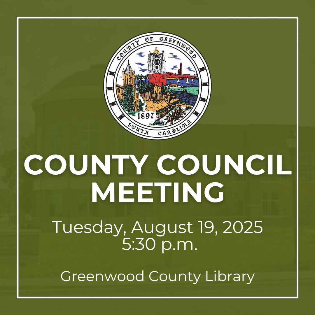 The agenda for the Greenwood County Council Meeting on Tuesday, August 19, 2025, is available at the link below.

🔗 Agenda: bit.ly/418csmL