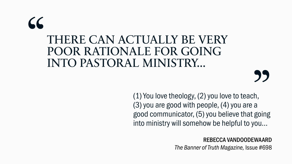 Pastoral ministry isn't for everyone. Indeed, it isn't for the many. 'Not many of you should become teachers, my brothers', writes James, 'for you know that we who teach will be judged with greater strictness' (James 3:1). Here are several bad reasons to go into ministry. 

Link