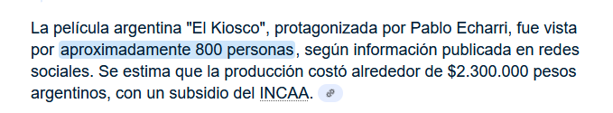 <a href="/AngeldebritoOk/">A N G E L</a> Después tenes al otro cabeza de termo, quejándose del GRAN Guillermo. Inútil hasta pera vender entradas de cine, pleno 2019 y control total de la cultura, y no puede ni llenar salas. Después se quejan del cine nacional y coso.