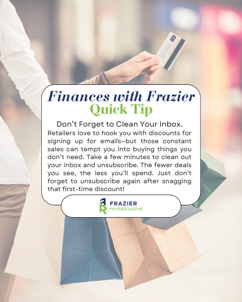 FrazierRevital's tweet photo. 💸 Inbox full of “limited-time offers” and “can’t-miss deals”? It might be costing you more than you think. Unsubscribing from retail emails is a simple way to cut down impulse spending and keep more money for what really matters. 👏 https://t.co/LKJmnTHsYs