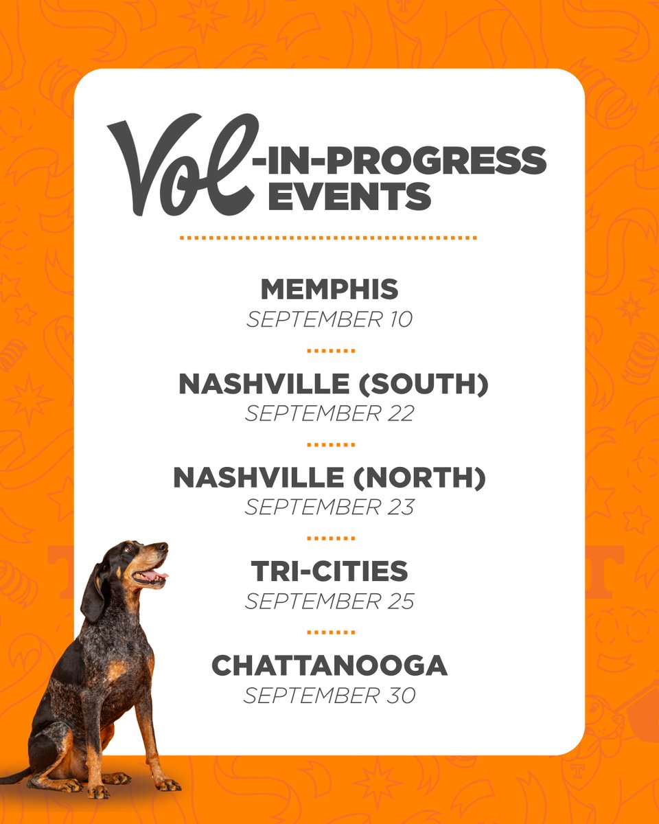 We're rolling out the orange carpet at our Vol-In-Progress (VIP) events again this fall! 🍊 

Register: govols.utk.edu/portal/vip2025