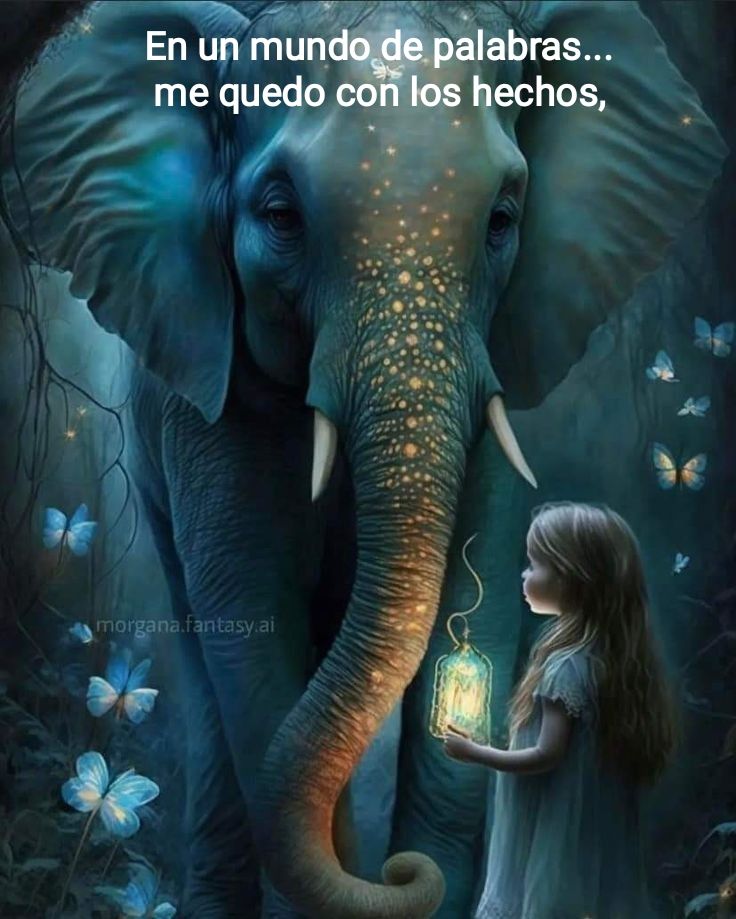 En un mundo de palabras...
Me quedo con los hechos. 🦋🐘✨
#ReflexiónDelDía