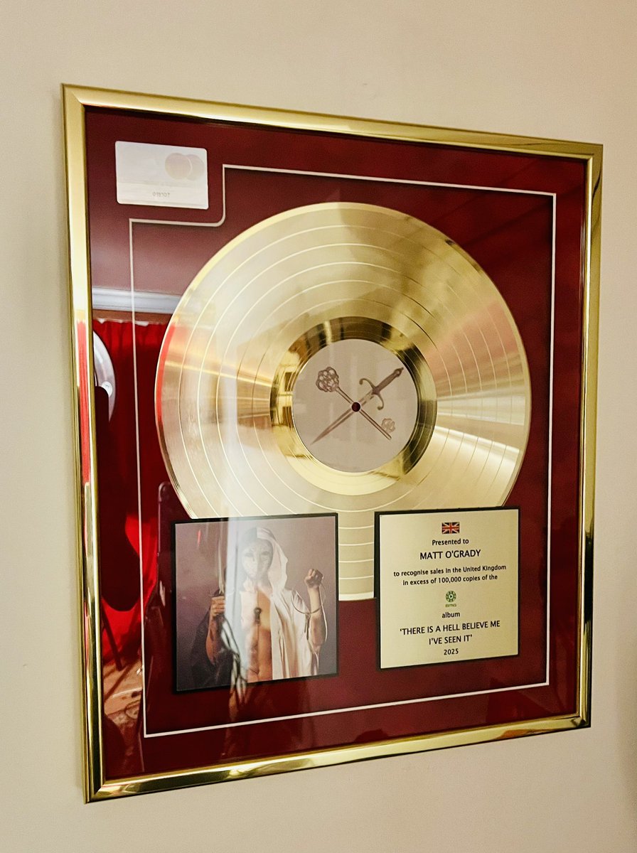 Got this today: 

BMTH - BPI Gold certified award.

I only did like 4 hours work Recording/Producing/Writing Josh’s guest vox and harmonies, for a song called ‘Fuck’

They wanted him to go to Sweden to record it, but we did it at my place instead, then went to the pub 😂 🤘🏻