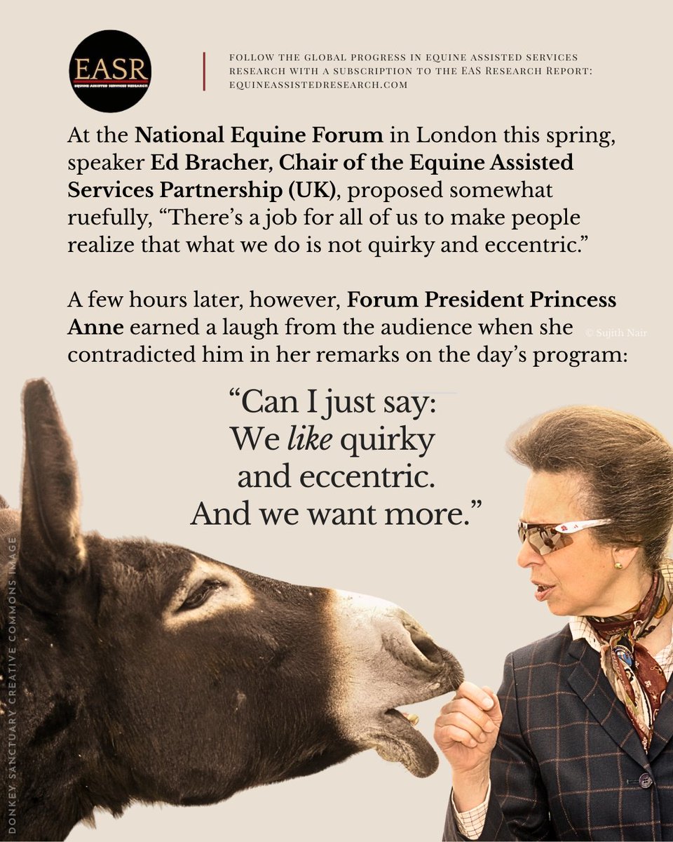 Sending sincere birthday wishes across the Atlantic today to honor Great Britain <a href="/RoyalFamily/">The Royal Family</a> 's witty Princess Anne, in thanks for her generous 50+ years in the growing field of therapeutic riding and #equineassistedservices as patron and then president of <a href="/RDAnational/">Riding for the Disabled Association (RDA)</a> .