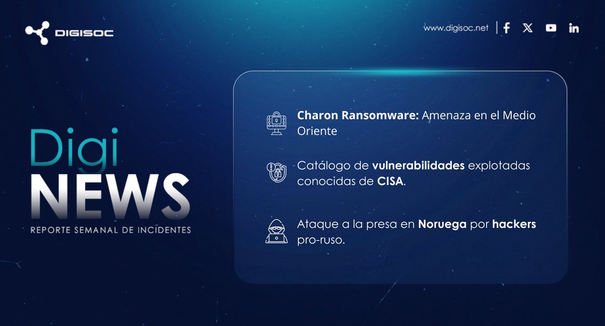 digisoc_mdr's tweet image. #Boletín 🚀Manténgase informado sobre las noticias de #Ciberseguridad del 04 al 10 de agosto 2025.
🫂Nuestro equipo de investigación de #Digisert analiza los principales casos en el mundo #Cibernético.
Link 🎯lnkd.in/grG5pjQR