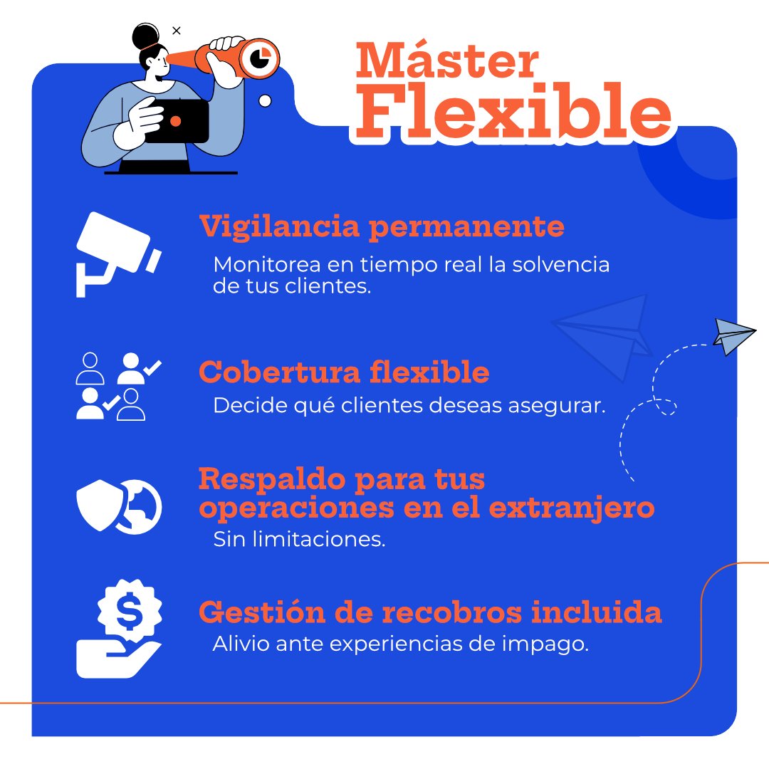 CescePeru's tweet photo. 🔐 Máster Flexible: el seguro de crédito que se ajusta a tu estrategia.
Cubre solo a los clientes con mayor riesgo y paga solo por lo que utilices.
📧 at-cliente@cesce.pe
📞 (01) 399 3500
#CescePeru https://t.co/83Yxeu9OlY