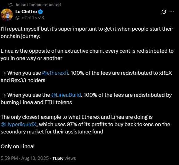 shaams's tweet photo. CSO of @Consensys (who was just on a podcast with Co-CEO of $SBET, @joechalom) is bull posting $REX and comparing it to Hyperliquid

Probably nothing... https://t.co/WRXrWmAuaW
