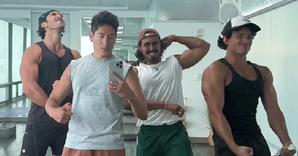 instinctmag's tweet photo. Taylor + Michael + Brandon: The Gym Selfie That Has Fans Dreaming—and Screaming https://t.co/IRBf4KCBZE #BrandonPerea #MichaelCimino #TaylorZakharPerez #workoutbody https://t.co/SlAIcF71fi