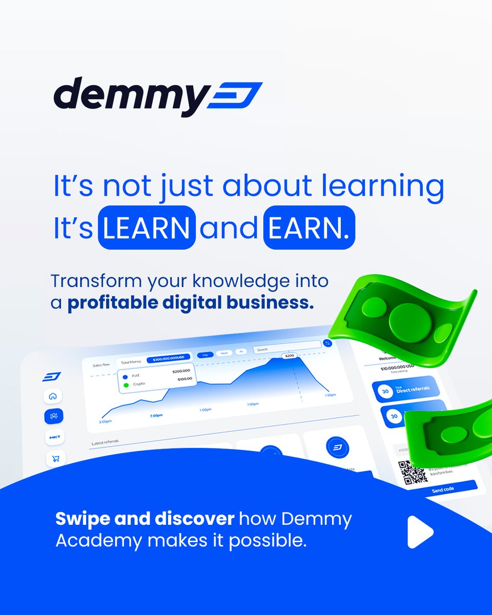 DemmyAcademy_'s tweet photo. We are the first online academy where you not only learn the most in-demand skills in the industry, but we also allow you to create your own digital business💙

Want to know how?
Find out by following us on Instagram.⬇️
https://t.co/Ajieo6VlSc https://t.co/QQGmobE1QD