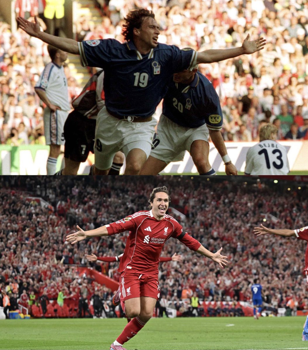Dad and Lad scoring at Anfield.