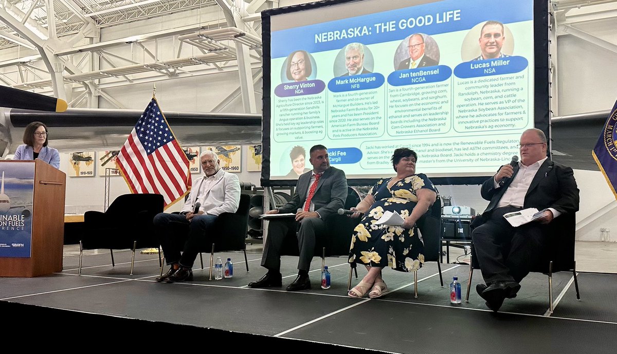 Today, NE hosted a Sustainable Aviation Fuel (SAF) Conference, lead by <a href="/USRepMikeFlood/">Rep. Mike Flood</a> &amp; keynote by <a href="/USDA/">Dept. of Agriculture</a> Deputy Secretary Vaden. They were joined by a number of distinguished panelists, including NEB’s <a href="/jantenbensel/">jan tenbensel</a>. Thank you to Rep. Flood’s office &amp; <a href="/RFNebraska/">Renewable Fuels Nebraska</a> for organizing!