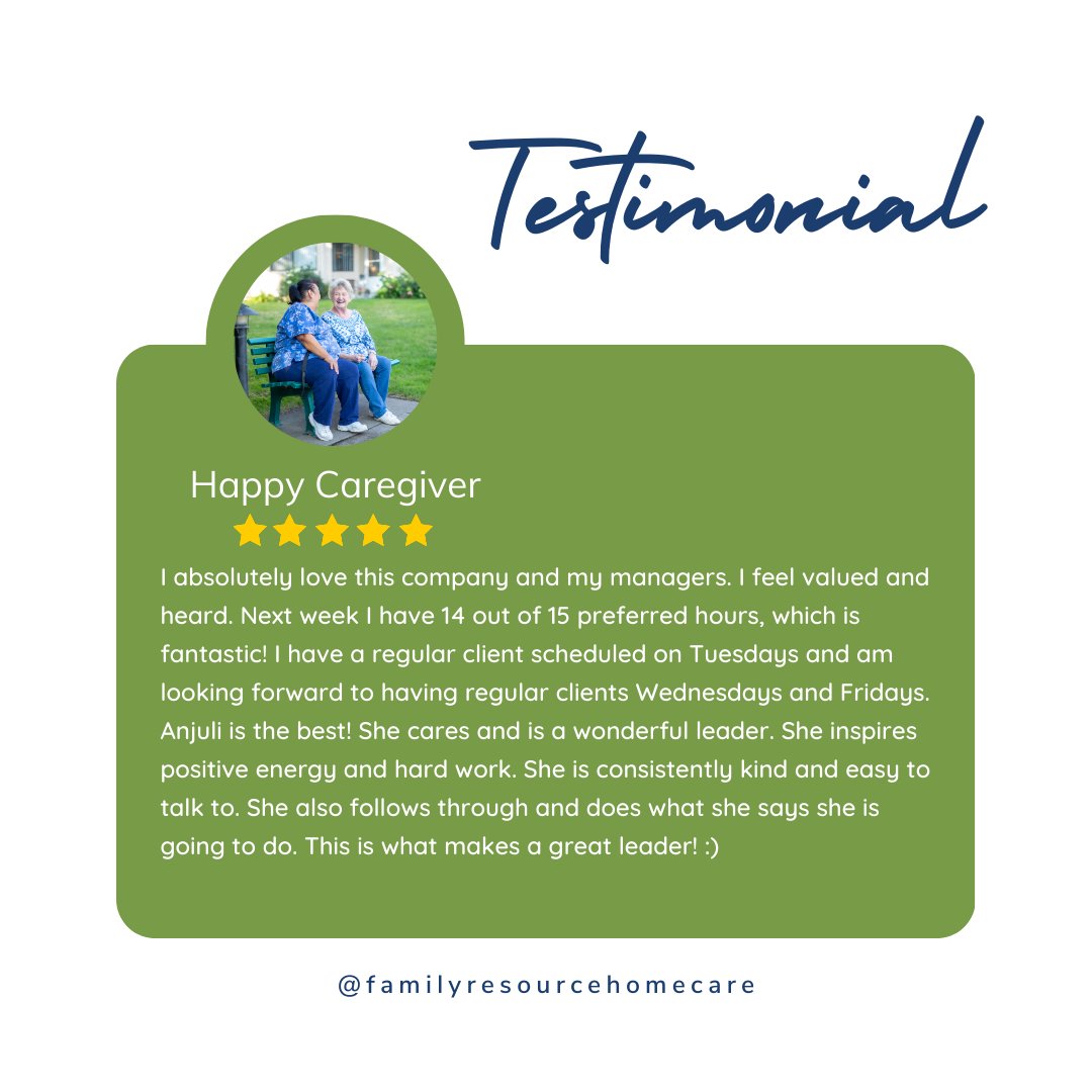 FRHomecare's tweet image. 💌 We’re honored by the kind words our caregivers share about their work and our company culture.

#CaregiverRecognition #TeamFRHC #CareWithPurpose #HomeCareCareers #FamilyResourceHomeCare