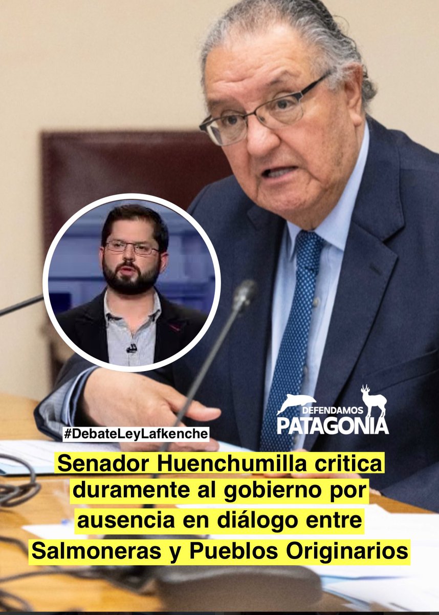 Hoy en sesión del pleno del SENAD0 en que se discutía la modificación a la Iey Lafkenche, el Senador Huenchumilla CRITIC0 duramente la ausencia del G0BIERN0 en el diálogo entre salmoneras y PUEBL0S 0RIGINARI0S. 

La voz de Huenchumilla se suma a la de otros que han DENUNCIAD0 al