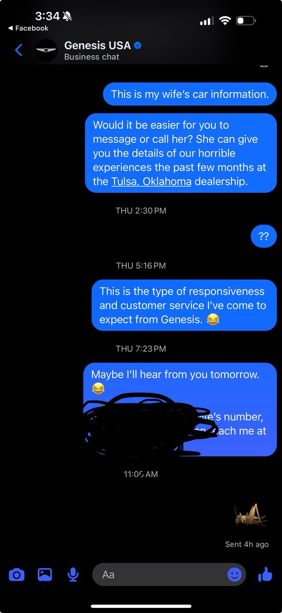 BrandonRolan's tweet photo. @DoctorO2023 @GenesisUSA Not as many as their poor customer service. https://t.co/6bQxLTgSPz