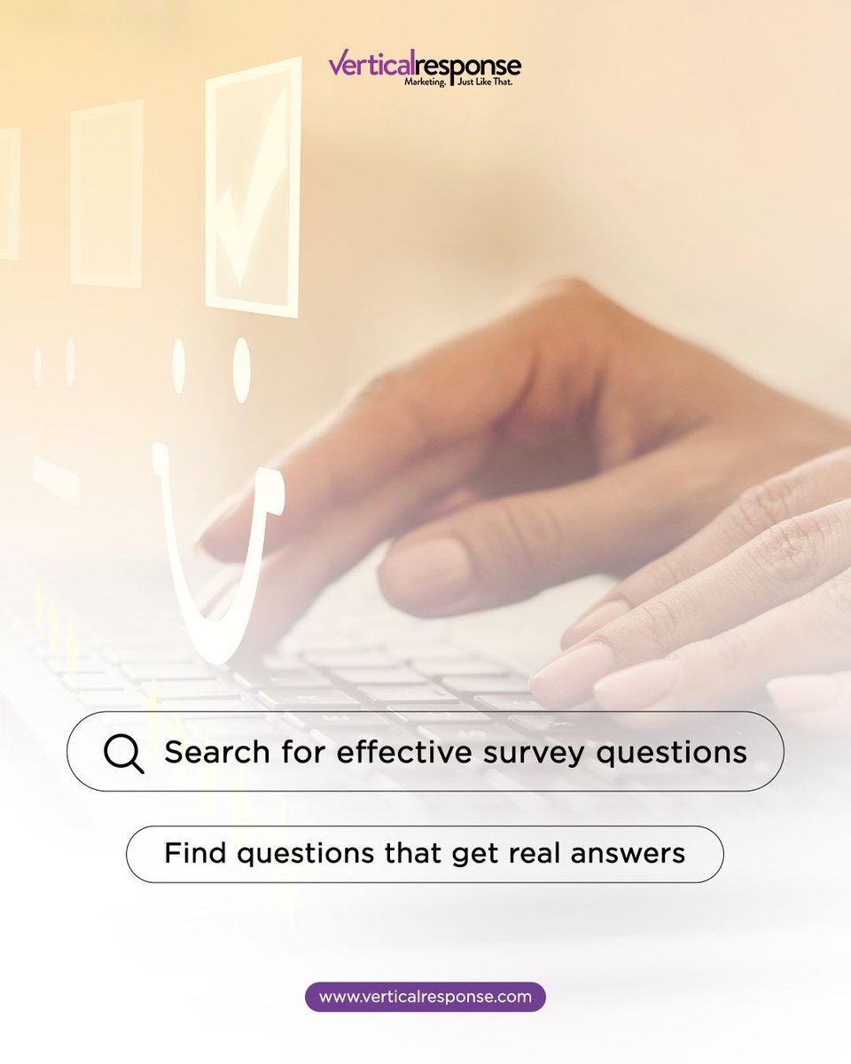 VR4SmallBiz's tweet photo. Unlock the power of effective surveys! 💡
Vertical Response provides the tools you need to design questions that yield valuable, actionable answers. Learn how to craft clear and concise questions that avoid ambiguity.
https://t.co/Z0BKFsDUDY
#surveydesign #surveyquestions https://t.co/SpBNIwO927