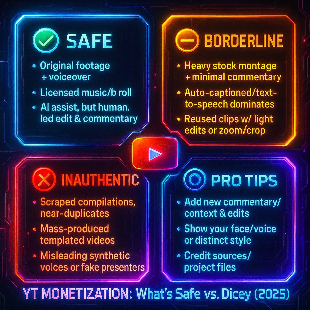 amped_bio's tweet photo. YT monetization in 2025??💰

Here's what’s safe, what’s dicey, and what’s dead.

Creators: save this before your next upload.