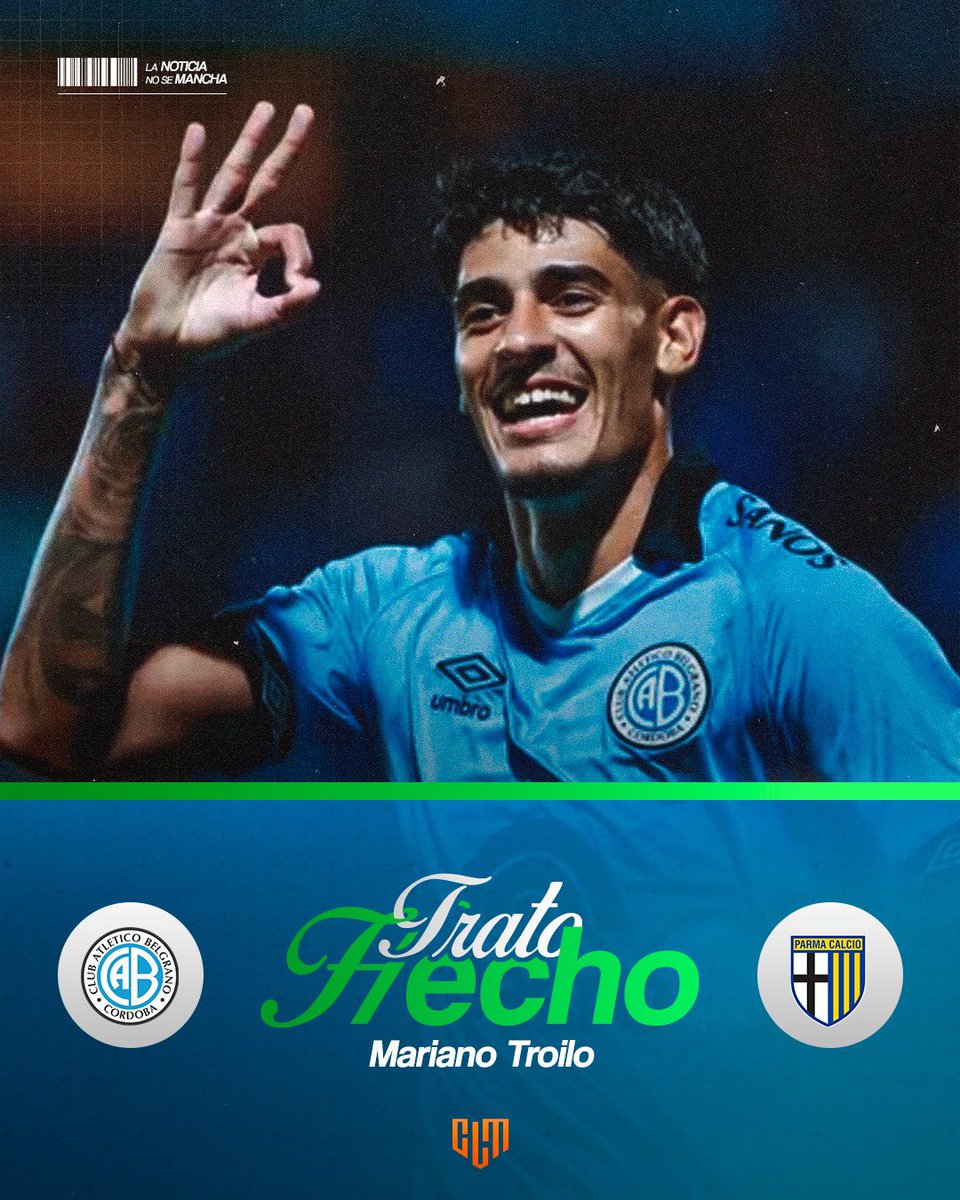 🚨Mariano Troilo jugará en el Parma. 
*️⃣Ya hay acuerdo con Belgrano para vender su pase en €6.5M más €1M en bonos y una plusvalía del 20%. 
*️⃣En los próximos días, viajará para revisión médica y firmar por 5 años.